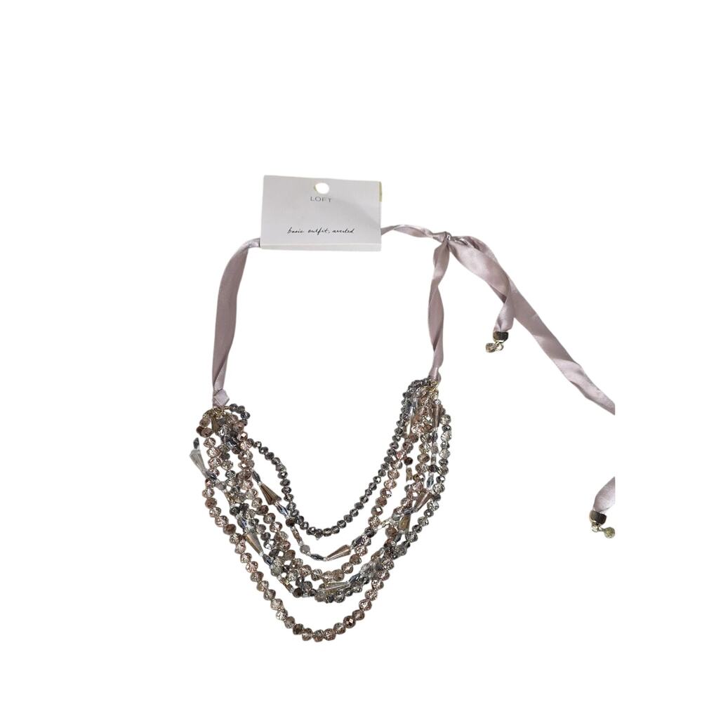LOFT Multi-Strand Glass Crytal and  Beaded Statement Necklace NWT